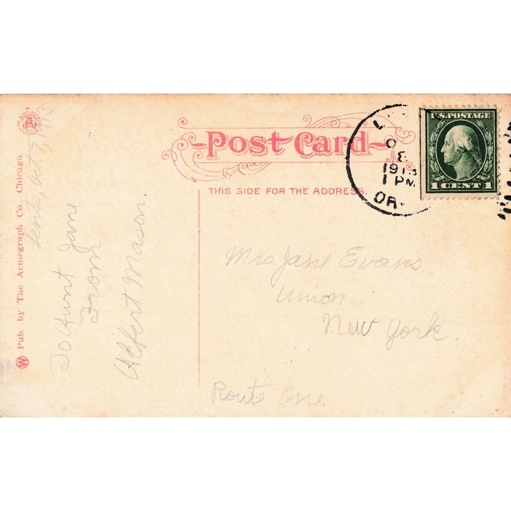 Vintage 1913 Sacajawea Statue Postcard Portland Oregon Lewis & Clarke Expedition - Picture 2 of 2